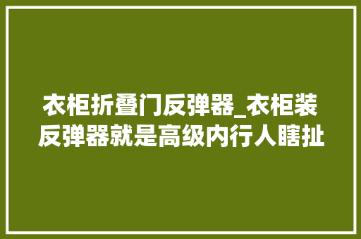 衣柜折叠门反弹器_衣柜装反弹器就是高级内行人瞎扯照样明装拉手最实用