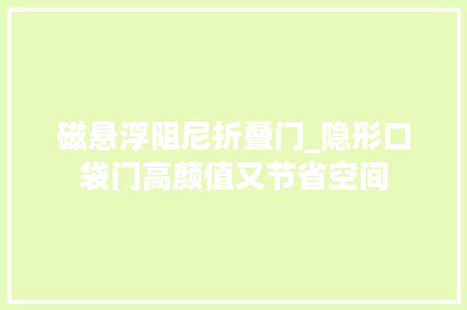磁悬浮阻尼折叠门_隐形口袋门高颜值又节省空间