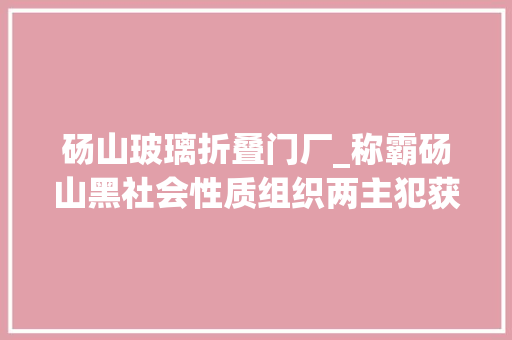 砀山玻璃折叠门厂_称霸砀山黑社会性质组织两主犯获刑18年