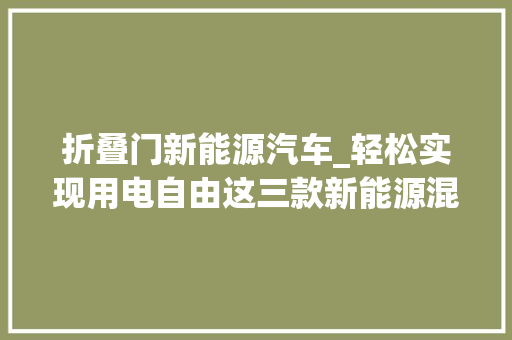折叠门新能源汽车_轻松实现用电自由这三款新能源混动房车各有所长你会选哪台