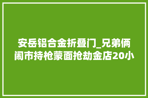 安岳铝合金折叠门_兄弟俩闹市持枪蒙面抢劫金店20小时后被抓如今双双获刑