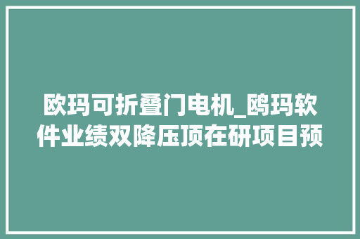 欧玛可折叠门电机_鸥玛软件业绩双降压顶在研项目预算数频变脸信披现疑团