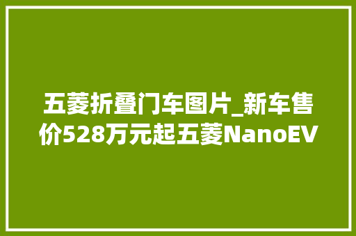 五菱折叠门车图片_新车售价528万元起五菱NanoEV全系上涨3000元设备不变