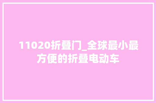 11020折叠门_全球最小最方便的折叠电动车