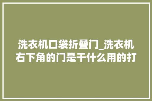 洗衣机口袋折叠门_洗衣机右下角的门是干什么用的打开可能会有惊喜