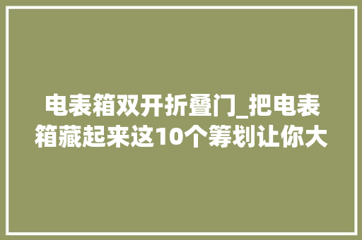 电表箱双开折叠门_把电表箱藏起来这10个筹划让你大年夜呼相见恨晚
