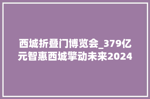 西城折叠门博览会_379亿元智惠西城擎动未来2024西城汽车嘉年光光阴完美收官‌
