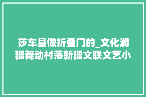 莎车县做折叠门的_文化润疆舞动村落新疆文联文艺小分队赴莎车县开展中国农民丰收节千人培训活动综述