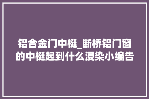 铝合金门中梃_断桥铝门窗的中梃起到什么浸染小编告诉您