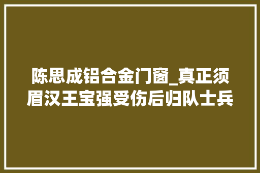 陈思成铝合金门窗_真正须眉汉王宝强受伤后归队士兵突击演员现状深扒