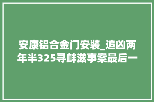 安康铝合金门安装_追凶两年半325寻衅滋事案最后一名嫌犯投案