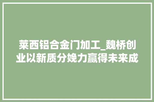 莱西铝合金门加工_魏桥创业以新质分娩力赢得未来成长