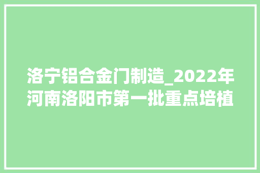 洛宁铝合金门制造_2022年河南洛阳市第一批重点培植项目051204个前辈制造业项目
