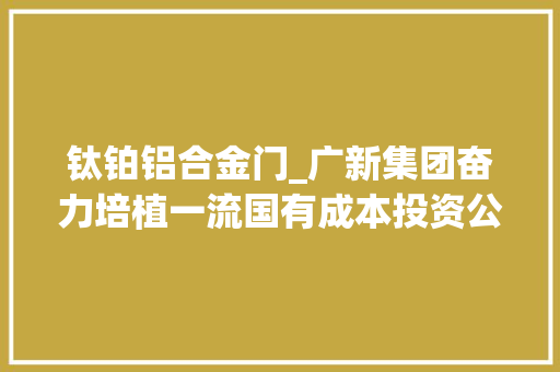 钛铂铝合金门_广新集团奋力培植一流国有成本投资公司