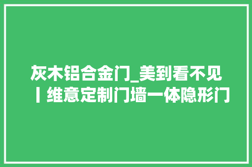 灰木铝合金门_美到看不见丨维意定制门墙一体隐形门无界美学