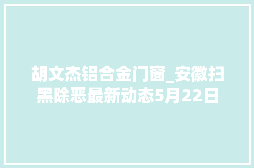 胡文杰铝合金门窗_安徽扫黑除恶最新动态5月22日