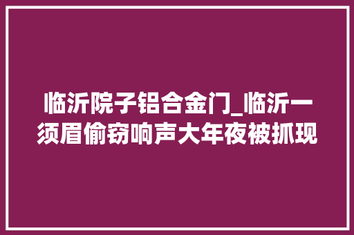 临沂院子铝合金门_临沂一须眉偷窃响声大年夜被抓现行7扇门窗换15天拘留