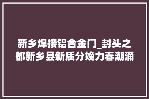 新乡焊接铝合金门_封头之都新乡县新质分娩力春潮涌动化工装备制造业蝶变焕新