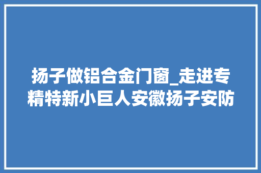 扬子做铝合金门窗_走进专精特新小巨人安徽扬子安防