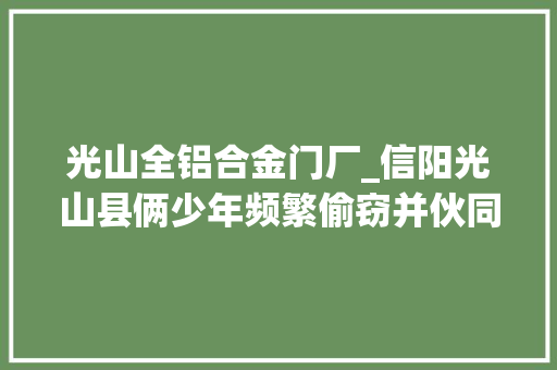 光山全铝合金门厂_信阳光山县俩少年频繁偷窃并伙同16岁少女销赃终被抓