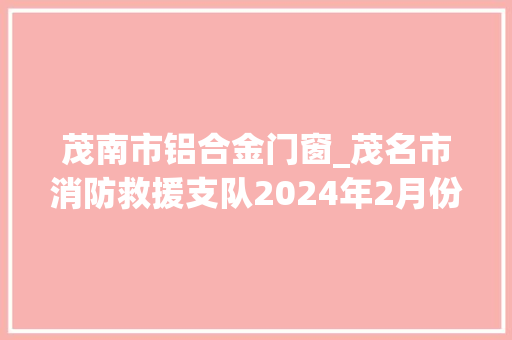 茂南市铝合金门窗_茂名市消防救援支队2024年2月份双随机一公开抽查结果通知书记