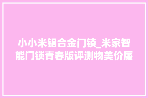 小小米铝合金门锁_米家智能门锁青春版评测物美价廉大年夜势锁趋