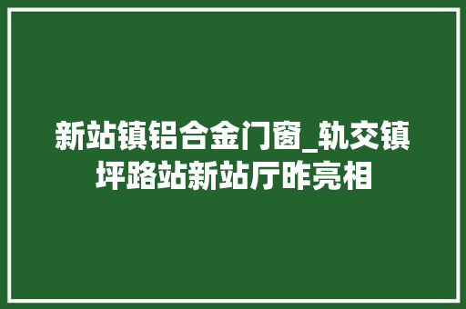 新站镇铝合金门窗_轨交镇坪路站新站厅昨亮相