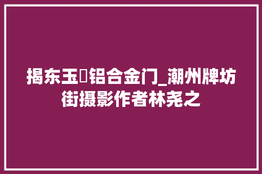 揭东玉滘铝合金门_潮州牌坊街摄影作者林尧之
