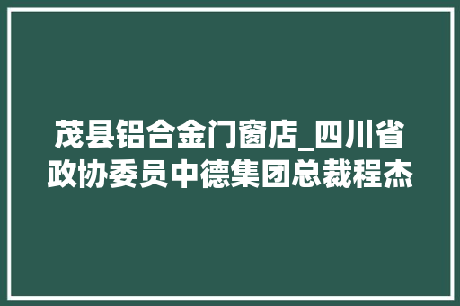 茂县铝合金门窗店_四川省政协委员中德集团总裁程杰谈履职感想