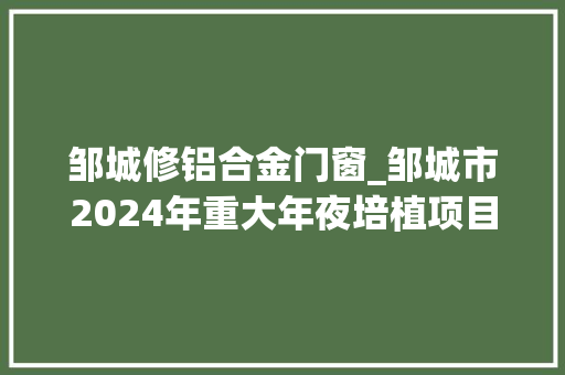 邹城修铝合金门窗_邹城市2024年重大年夜培植项目名单