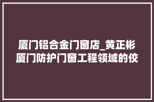 厦门铝合金门窗店_黄正彬厦门防护门窗工程领域的佼佼者
