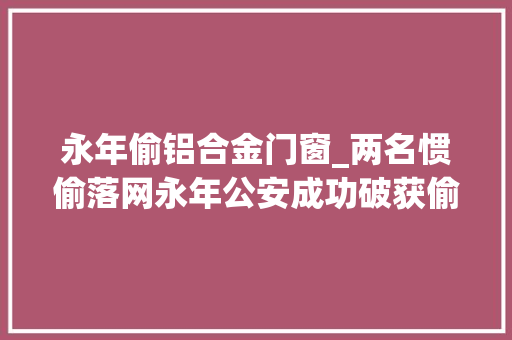 永年偷铝合金门窗_两名惯偷落网永年公安成功破获偷窃门市物品案