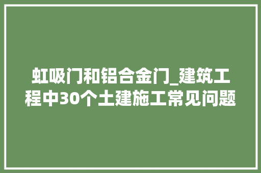 虹吸门和铝合金门_建筑工程中30个土建施工常见问题值得您理解和进修