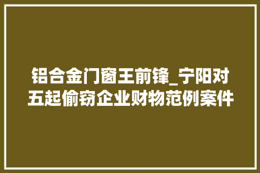铝合金门窗王前锋_宁阳对五起偷窃企业财物范例案件进行从严整治