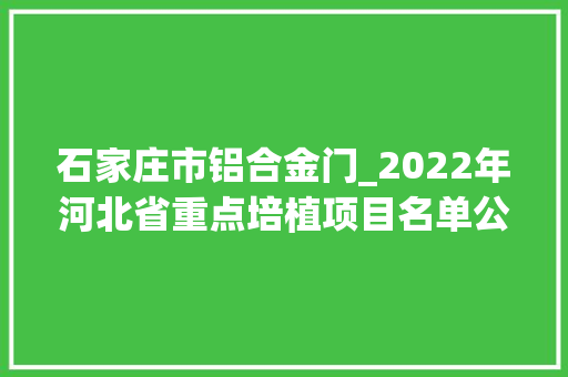 石家庄市铝合金门_2022年河北省重点培植项目名单公布石家庄要有这些大年夜变革