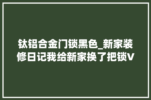 钛铝合金门锁黑色_新家装修日记我给新家换了把锁VOCT5Pro指纹锁实测体验分享