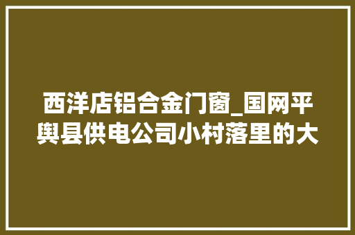 西洋店铝合金门窗_国网平舆县供电公司小村落里的大年夜变革