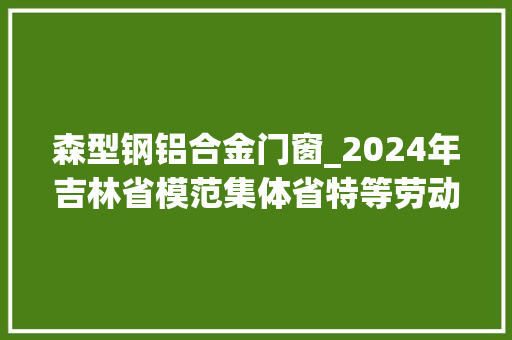 森型钢铝合金门窗_2024年吉林省模范集体省特等劳动模范和省劳动模范拟表彰单位和人选公示