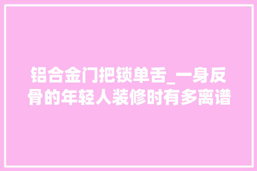 铝合金门把锁单舌_一身反骨的年轻人装修时有多离谱师傅做了20年都没见过