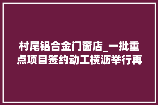 村尾铝合金门窗店_一批重点项目签约动工横沥举行再出发招商大年夜会
