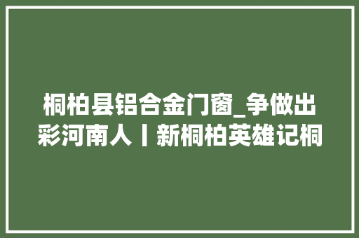 桐柏县铝合金门窗_争做出彩河南人丨新桐柏英雄记桐柏县埠江镇付楼村党支部书记李健