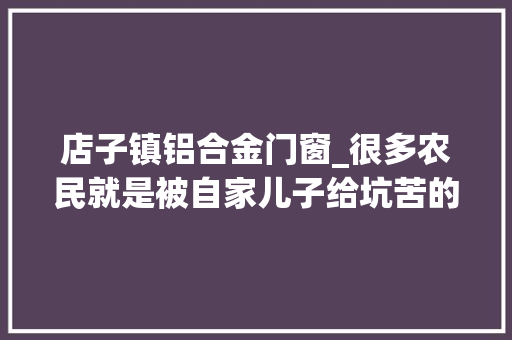 店子镇铝合金门窗_很多农民就是被自家儿子给坑苦的对此我大年夜堂伯深有体会