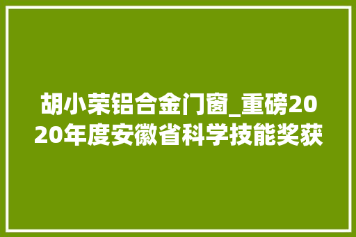 胡小荣铝合金门窗_重磅2020年度安徽省科学技能奖获奖项目人员公布