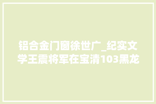 铝合金门窗徐世广_纪实文学王震将军在宝清103黑龙江省佳木斯作家吴臣著