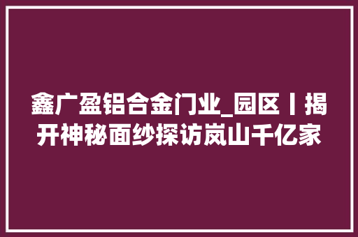 鑫广盈铝合金门业_园区丨揭开神秘面纱探访岚山千亿家当集群背后的隐秘与荣光