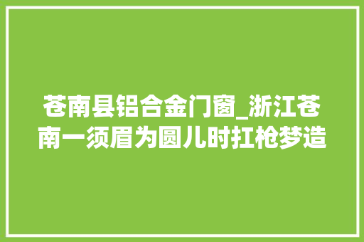 苍南县铝合金门窗_浙江苍南一须眉为圆儿时扛枪梦造孽改装射钉枪被抓