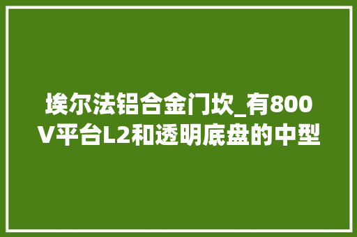 埃尔法铝合金门坎_有800V平台L2和透明底盘的中型SUV15万出头就能买阿尔法T5