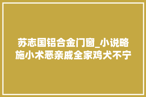 苏志国铝合金门窗_小说略施小术恶亲戚全家鸡犬不宁她冷笑药皇的便宜好占