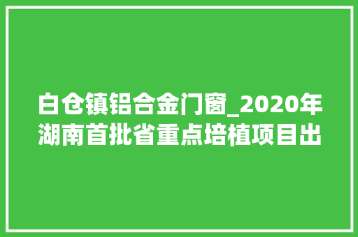 白仓镇铝合金门窗_2020年湖南首批省重点培植项目出炉个中铁路12个高速公路23个