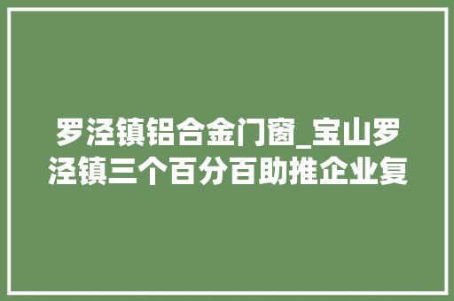 罗泾镇铝合金门窗_宝山罗泾镇三个百分百助推企业复工复产加速跑